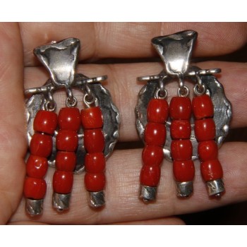 NSA|Argento 925 : Anello donna oblique  regolabile realizzato a mano con Corallo verace (Naturale )