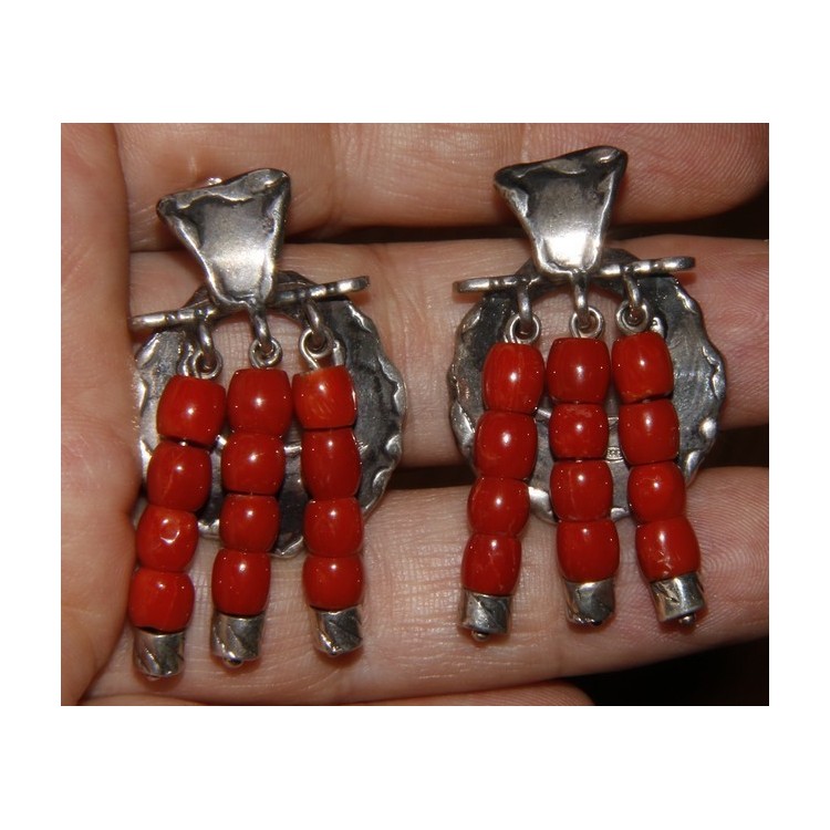 NSA|Argento 925 : Anello donna oblique  regolabile realizzato a mano con Corallo verace (Naturale )