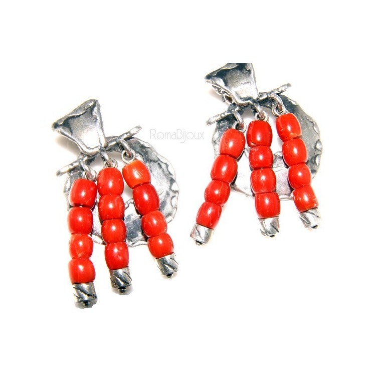 NSA|Argento 925 : Anello donna oblique  regolabile realizzato a mano con Corallo verace (Naturale )