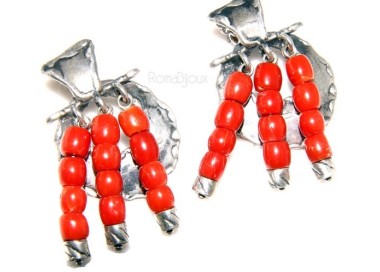 NSA|Argento 925 : Anello donna oblique  regolabile realizzato a mano con Corallo verace (Naturale )