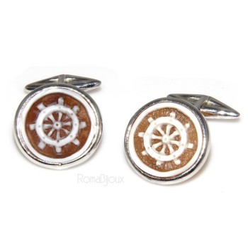 NSA|Mens Cufflinks for electric guitar shirt Silver 925 black enamel handmade