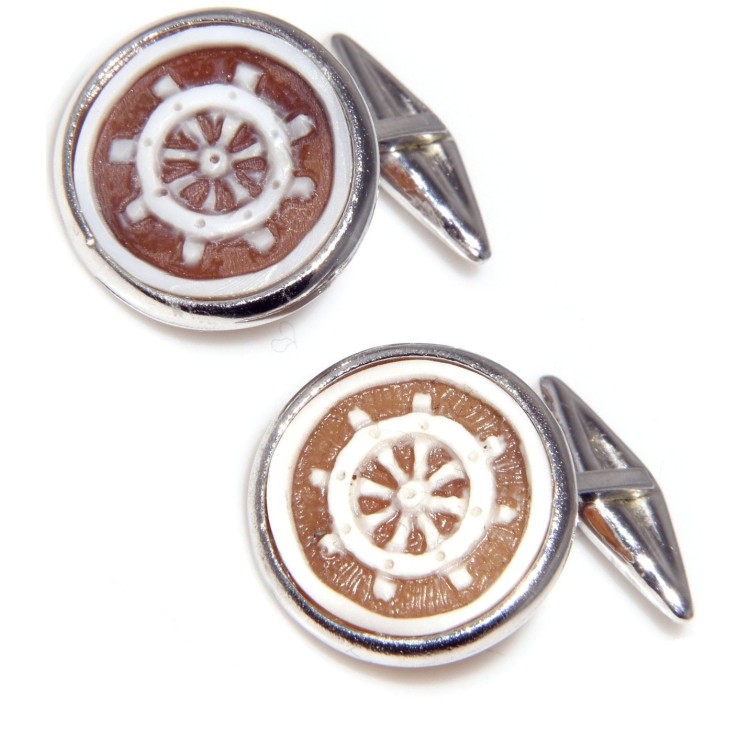 NSA|925: cufflinks men with sardonic cameo helm round