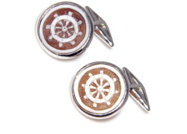 NSA|925: cufflinks men with sardonic cameo helm round
