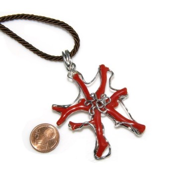 NSA|Argento 925 : Anello donna regolabile realizzato a mano con stella di corallo rosso naturale