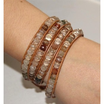 NSA|Argento 925 : Bracciale Uomo Donna HIP HOP semipreziosi Pietre naturali cuoio piu' giri