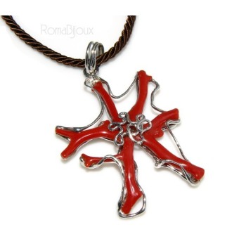 NSA|925: woman adjustable ring handmade with natural red coral star