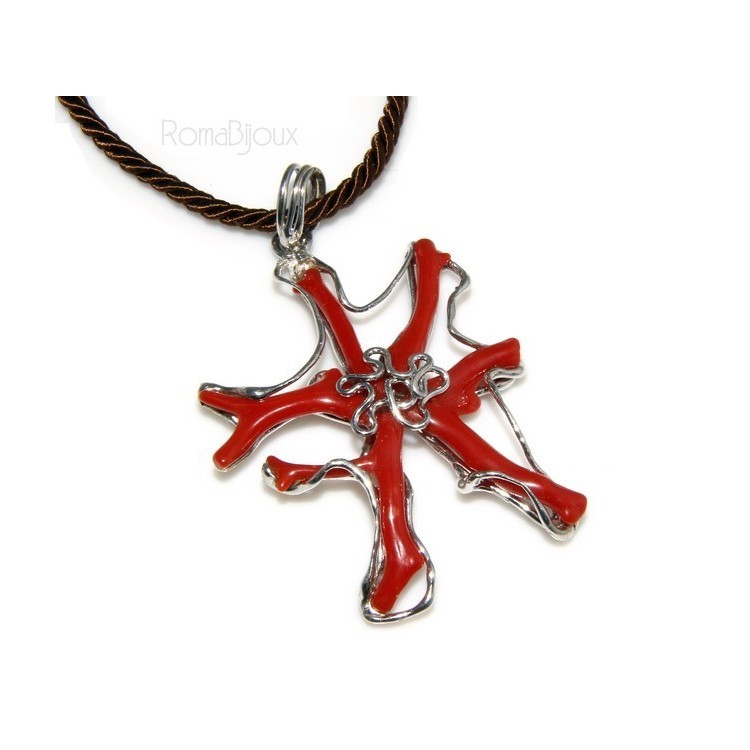 NSA|925: woman adjustable ring handmade with natural red coral star