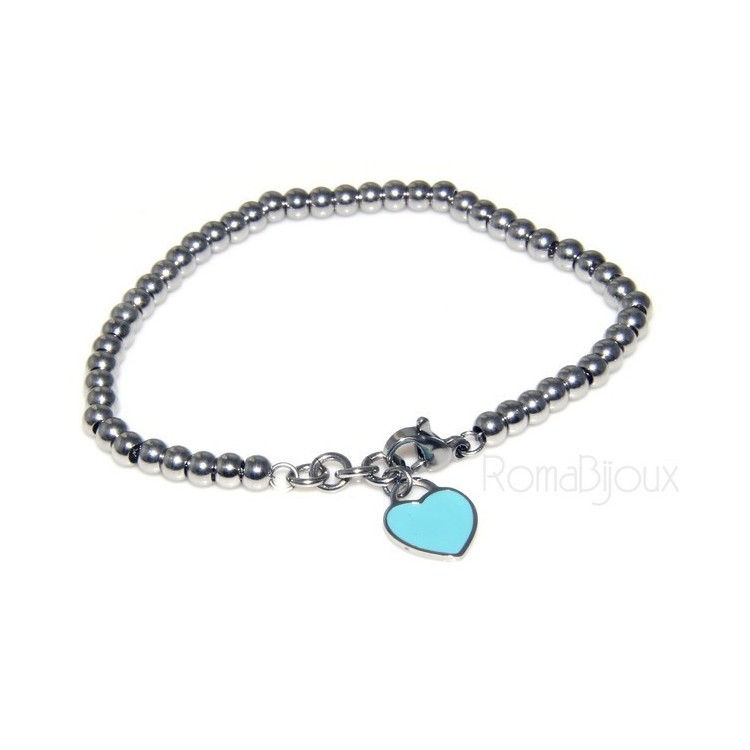 NSA|Steel plated bracelet woman hypoallergenic balls with enamel heart 17