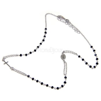 NSA|collana argento 925 rosario girocollo cristallo nero 45+5 marca NALBORI