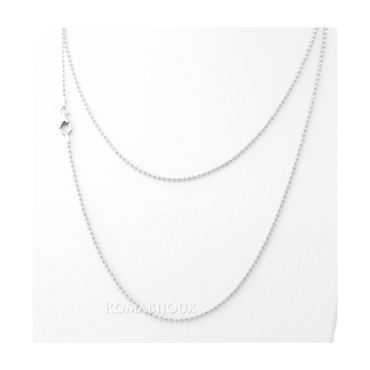 NSA|ARGENTO 925 : Girocollo collana pallini palline balls 1,8 mm varie lunghezze modello con trattamento di rodiatura