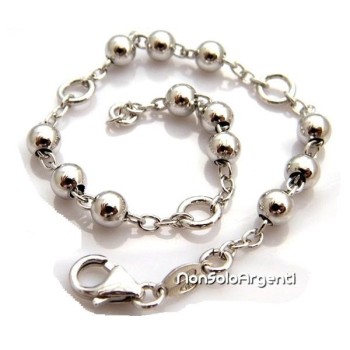 NSA|Argento 925 Rodiato : Bracciale catena rolo palline alternate da 5 mm. Lungo 17,50