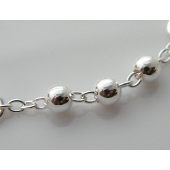 NSA|Bracciale rosario uomo o donna in Argento 925 croce liscia rod Oro bianco palline 4 mm mis 17