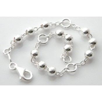 NSA|Bracciale rosario uomo o donna in Argento 925 croce liscia rod Oro bianco palline 4 mm mis 17