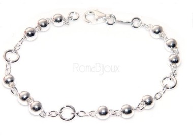 NSA|Bracciale rosario uomo o donna in Argento 925 croce liscia rod Oro bianco palline 4 mm mis 17
