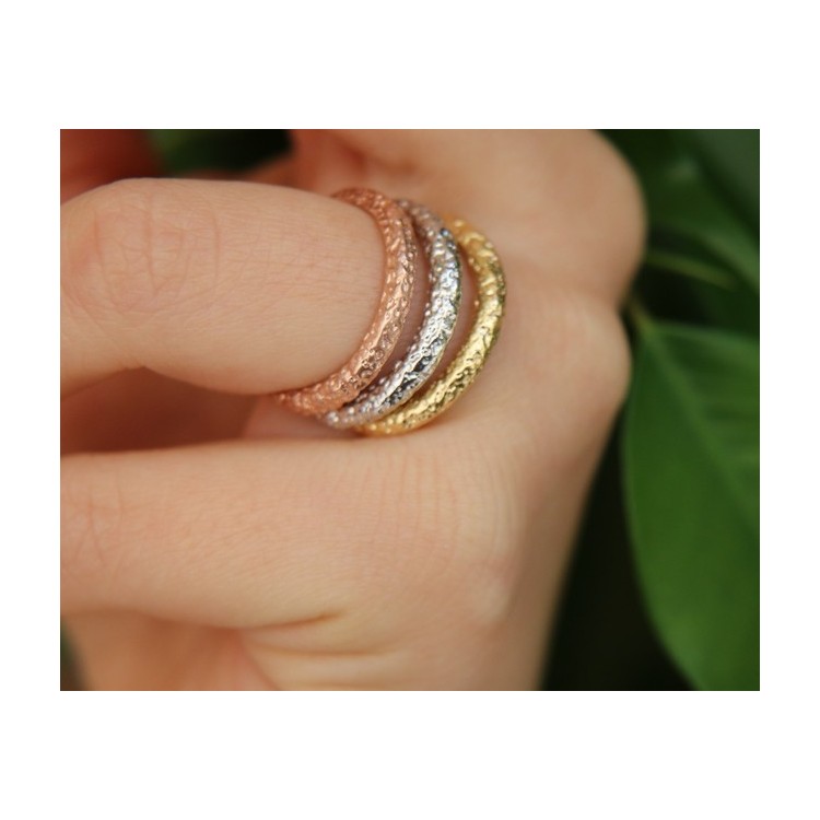 NSA|Argento 925 Italiano : anello donna martellato oro giallo rosa bianco