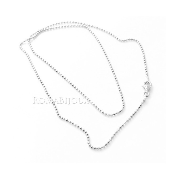 NSA|ARGENTO 925 : Girocollo collana pallini palline balls 1,8 mm varie lunghezze modello con trattamento di rodiatura