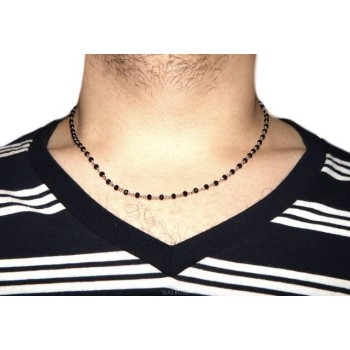 NSA|Man woman necklace Silver 925 with black crystal 3.5 mm working rosary Marseille handmade 45 + 5