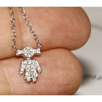 NSA|silver 925 Necklace Collier Venetian woman 44 cm little girl with pigtails microsetting 