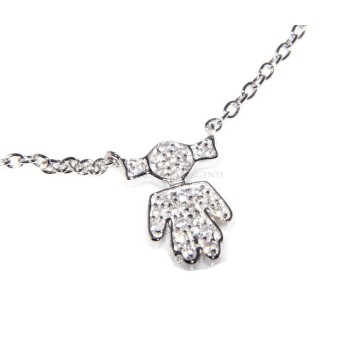 NSA|silver 925 Necklace Collier Venetian woman 44 cm little girl with pigtails microsetting 