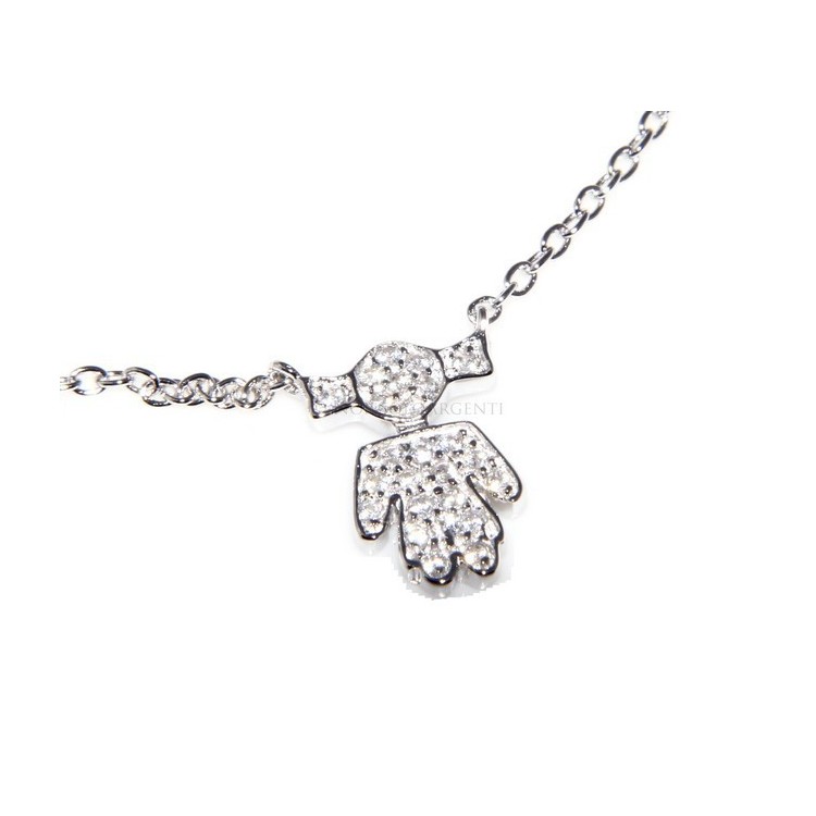 NSA|Argento 925 : Collana Collier donna veneziana 44 cm bambina con codini microsetting