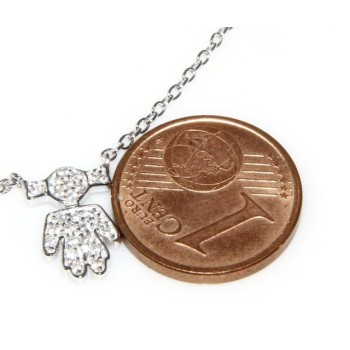 NSA|silver 925 Necklace Collier Venetian woman 44 cm little girl with pigtails microsetting 