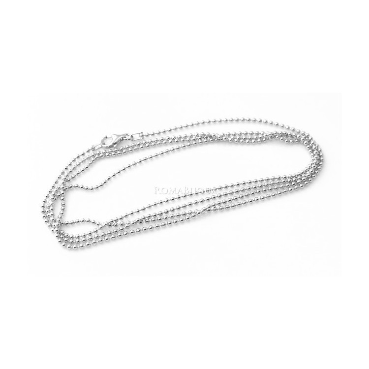 NSA|ARGENTO 925 : Girocollo collana pallini palline balls 1,8 mm varie lunghezze modello con trattamento di rodiatura