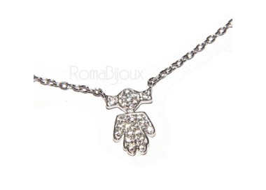 NSA|silver 925 Necklace Collier Venetian woman 44 cm little girl with pigtails microsetting 