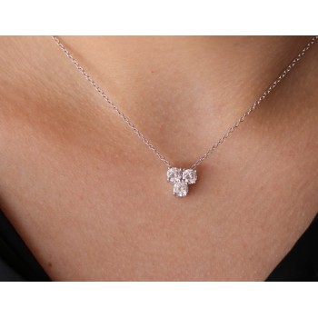 NSA|925 silver trilogy woman necklace with 3 white zircons pendant