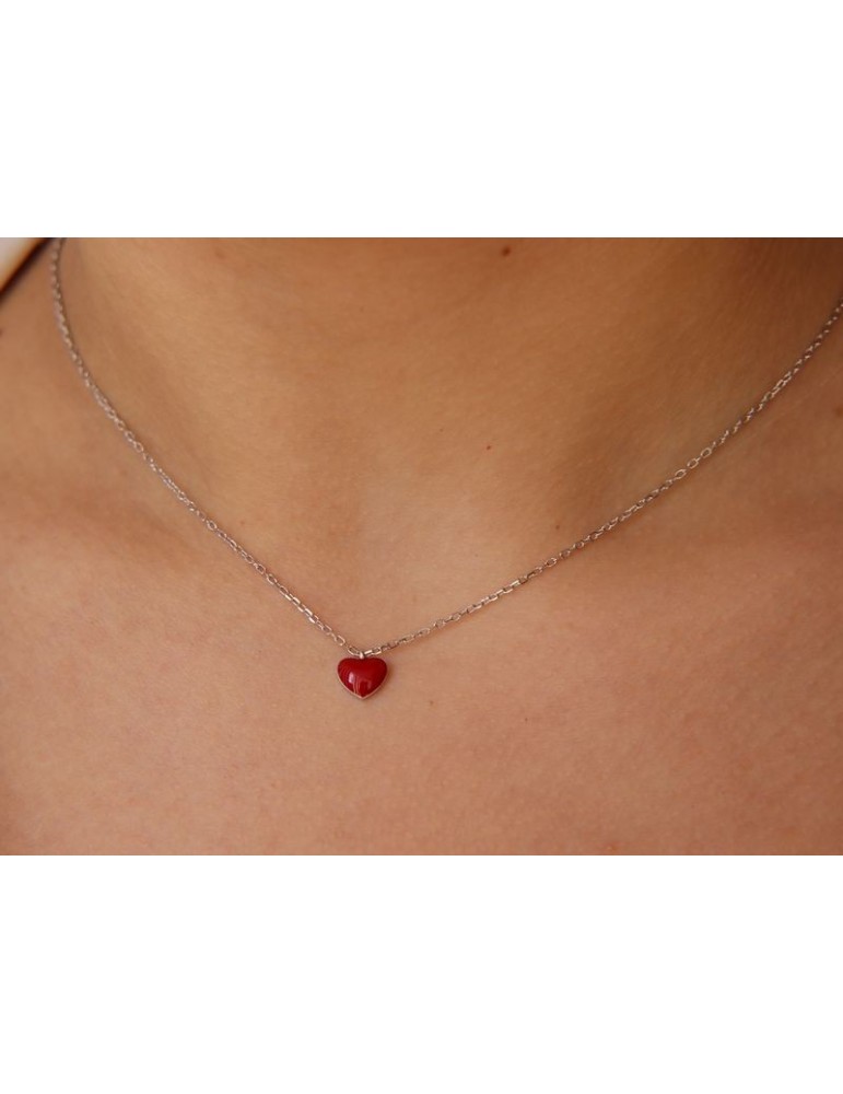 NonSoloArgenti  collana da donna argento 925 ciondolo cuore rosso