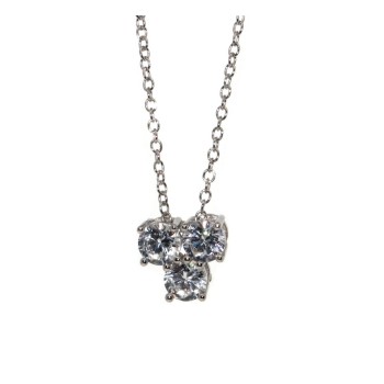 NSA|925 silver trilogy woman necklace with 3 white zircons pendant