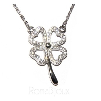 NSA|collana con centrale cuore doppio brillanti micropietre