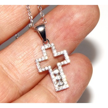 NSA|collana con centrale cuore doppio brillanti micropietre