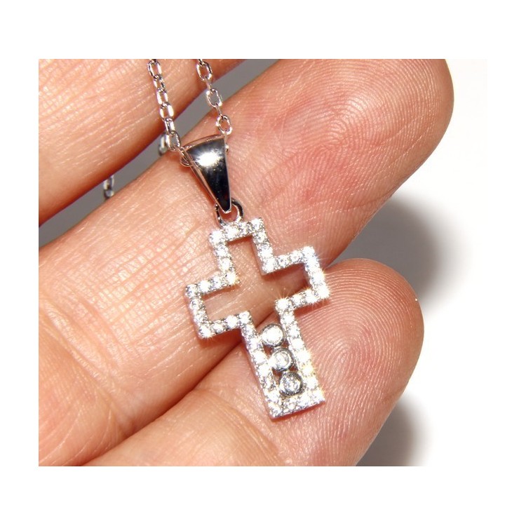 NSA|collana con centrale cuore doppio brillanti micropietre