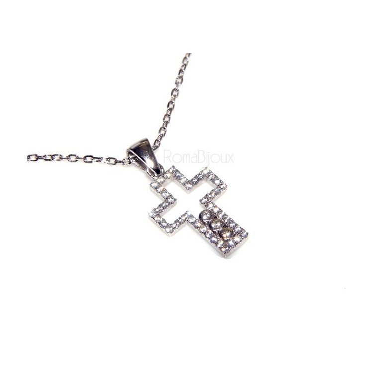 NSA|collana con centrale cuore doppio brillanti micropietre