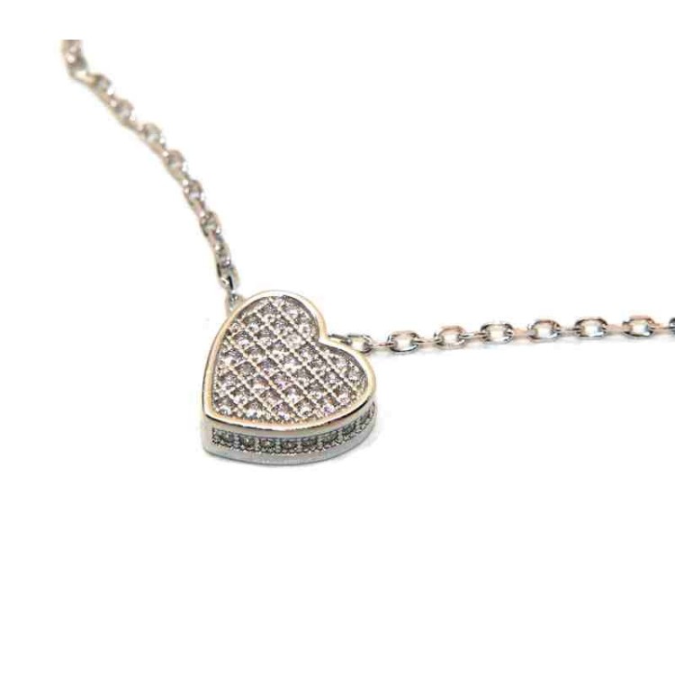 NSA|collana con centrale cuore doppio brillanti micropietre