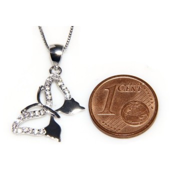 NSA|925 silver necklace with white cubic zirconia butterfly pendant collier