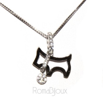 NSA|Collana Collier argento 925 con pendente cane con collare e medaglietta