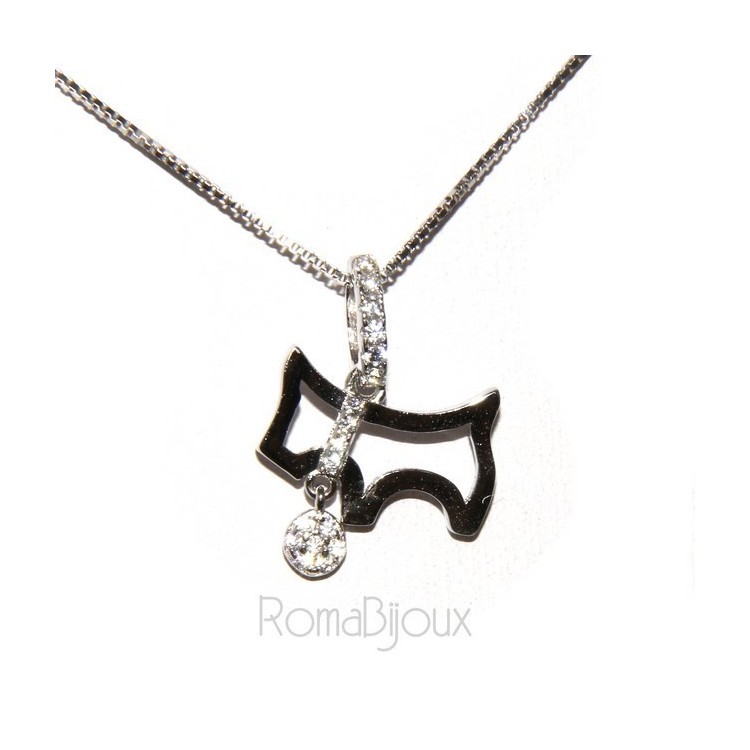 NSA|Collana Collier argento 925 con pendente cane con collare e medaglietta