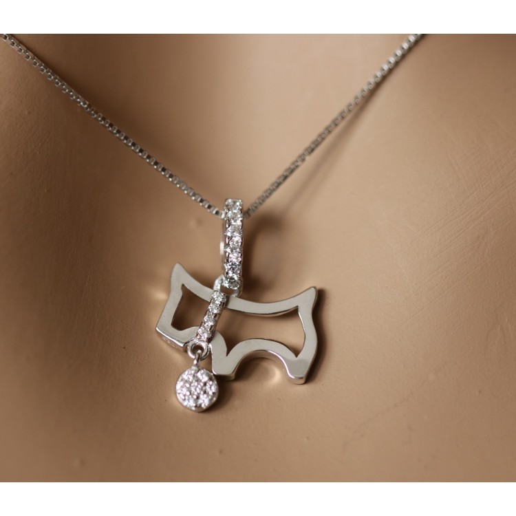 NSA|Collier necklace in 925 silver with dog pendant with collar and medal