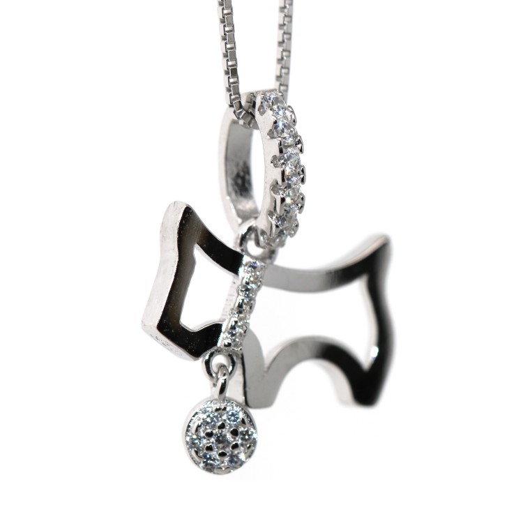 NSA|Collana Collier argento 925 con pendente cane con collare e medaglietta