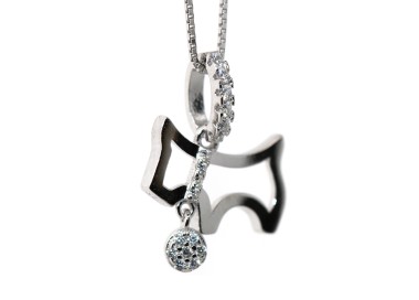 NSA|Collier necklace in 925 silver with dog pendant with collar and medal