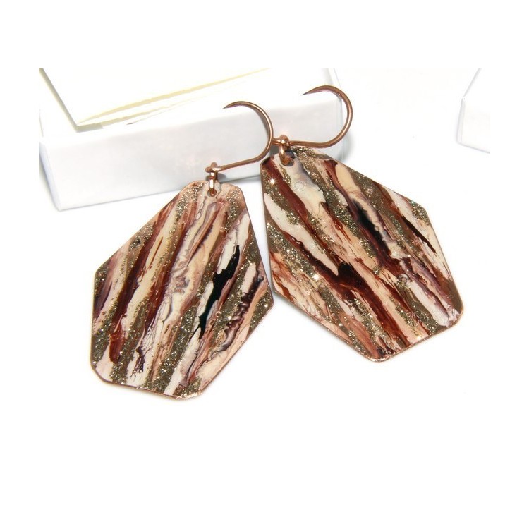 NSA|bracciale schiava alto donna rame smalti e glitter