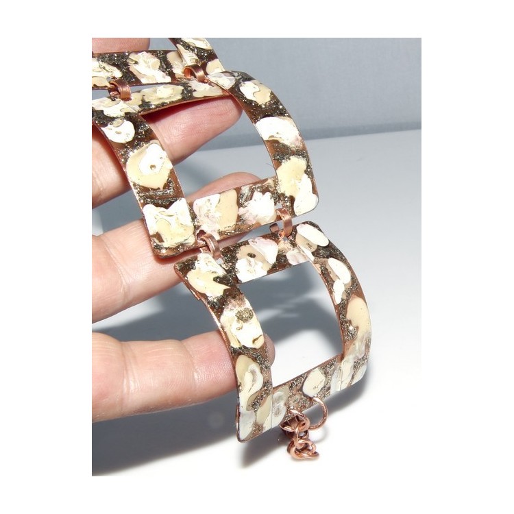 NSA|bracciale schiava alto donna rame smalti e glitter