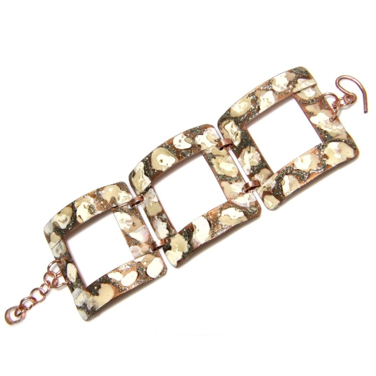 NSA|Women's large cream glitter copper bracelet