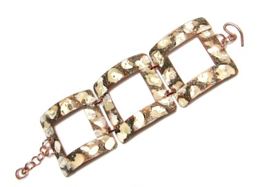 NSA|Bracciale donna quadri CopperFantasy crema panna glitter rame