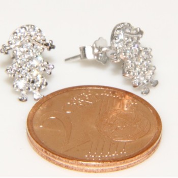 NSA|Argento 925 : orecchini donna ragazza bambina stud cavallo a dondolo pave' di zirconi bianchi