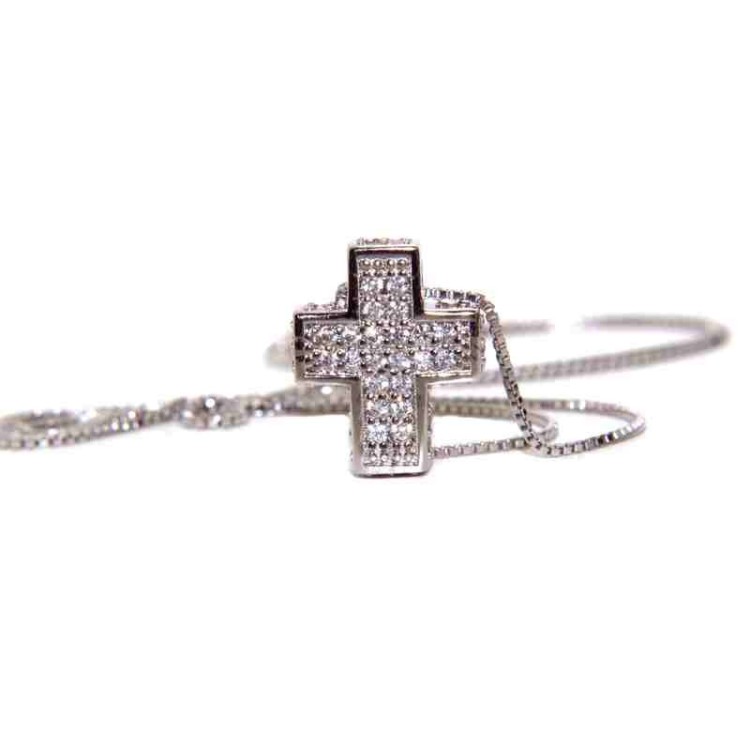 NSA|925: Necklace Collier man woman Venetian 3D and cross studded with zirconia