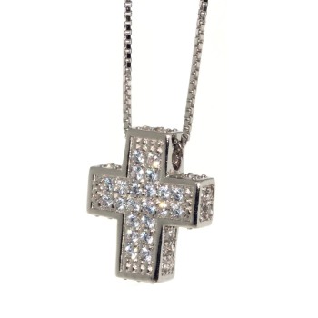 NSA|925: Necklace Collier man woman Venetian 3D and cross studded with