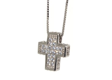 NSA|925: Necklace Collier man woman Venetian 3D and cross studded with