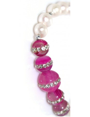 Bracciale in agata fucsia con teschio